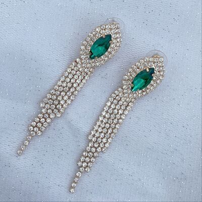 Green Earrings Diamante Earrings