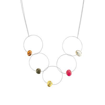 Morph it  Hoop Necklace with Multi Coloured Gemstones