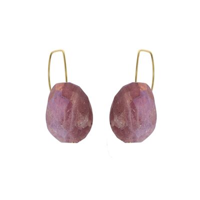 Straight Drop Earrings with Ruby Corrundum