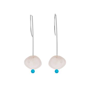 Boucles d'oreilles pendantes droites avec morganite et perles rondes 14