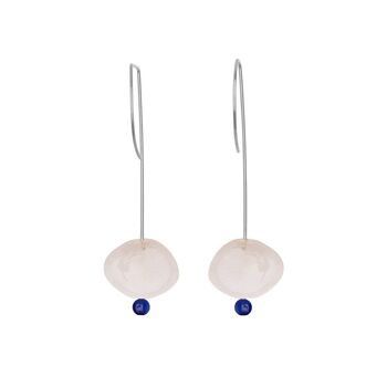 Boucles d'oreilles pendantes droites avec morganite et perles rondes 6