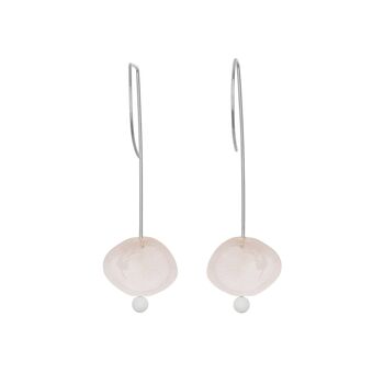 Boucles d'oreilles pendantes droites avec morganite et perles rondes 16