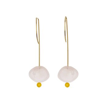 Boucles d'oreilles pendantes droites avec morganite et perles rondes 17