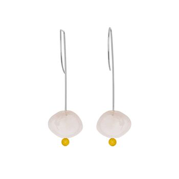 Boucles d'oreilles pendantes droites avec morganite et perles rondes 18