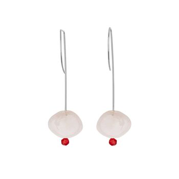 Boucles d'oreilles pendantes droites avec morganite et perles rondes 12