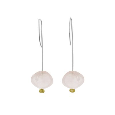 Straight Drop Earrings with Morganite and Round Beads