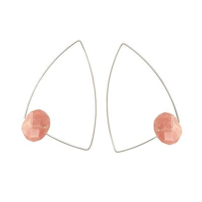 Large Triangle Earrings with hand cut precious Gemstones