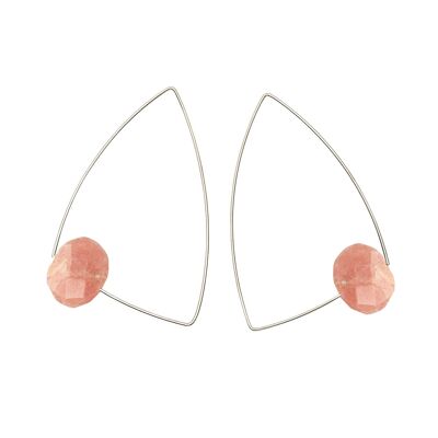 Boucles d'oreilles grand triangle avec pierres précieuses taillées à la main