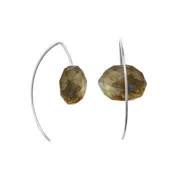 Boucles d'oreilles courbes courtes avec pierres précieuses taillées à la main 3