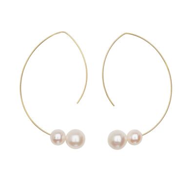 Arched Earrings with White Pearls