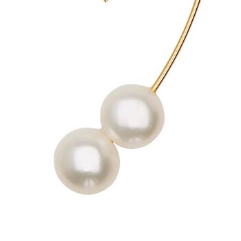 Boucles d'Oreilles Courbe Angle avec Perles Blanches 2