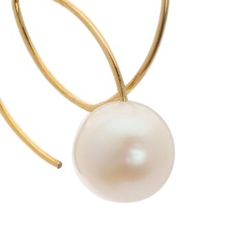 Boucles d'Oreilles Boucle Angle avec Perles Blanches 2