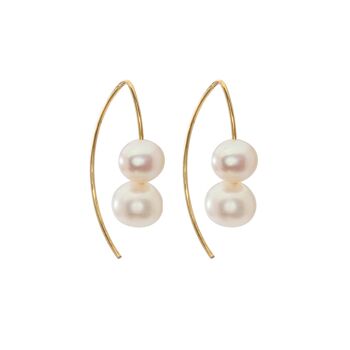 Boucles d'oreilles à double lobe de perles incurvées avec un choix de perles d'eau douce colorées 1