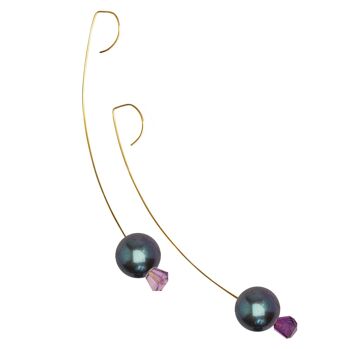 Boucles d'oreilles pendantes moyennes avec pierre précieuse d'améthyste violette et perles d'eau douce avec options de couleur 1