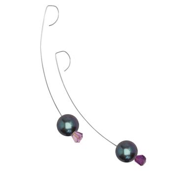 Boucles d'oreilles pendantes moyennes avec pierre précieuse d'améthyste violette et perles d'eau douce avec options de couleur 7
