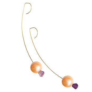 Boucles d'oreilles pendantes moyennes avec pierre précieuse d'améthyste violette et perles d'eau douce avec options de couleur 14