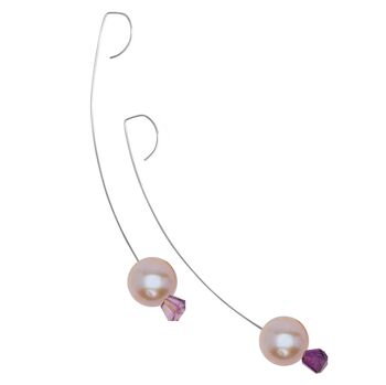 Boucles d'oreilles pendantes moyennes avec pierre précieuse d'améthyste violette et perles d'eau douce avec options de couleur 11