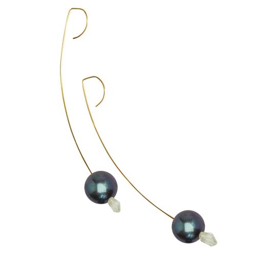 Medium Drop Earrings with Pale Green Amethyst Gemstone and Freshwater Pearls