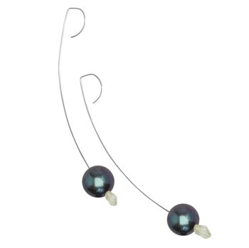 Boucles d'oreilles pendantes moyennes avec pierre précieuse d'améthyste vert pâle et perles d'eau douce 8
