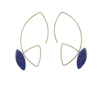 Grandes Boucles d'Oreilles Coudées avec Lapis Lazuli ou Tourmaline Noire 2