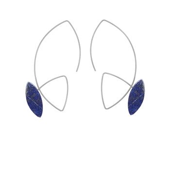 Grandes Boucles d'Oreilles Coudées avec Lapis Lazuli ou Tourmaline Noire 1