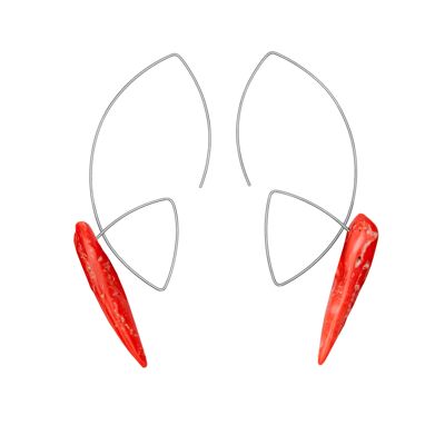 Grandes Boucles d'Oreilles Coudées avec Pierres Précieuses ou Corail de Bambou produit de manière durable