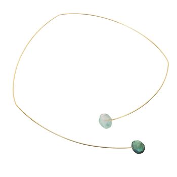 Tour de Cou Asymétrique Carré avec Labradorite et Calcédoine Verte 1