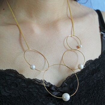 Collier MMJ Morph It Hoop avec perles d'eau douce rondes 5