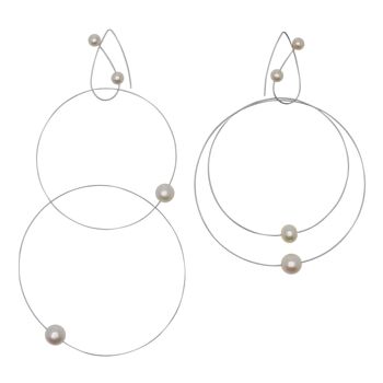 Boucles d'oreilles créoles Morph It avec perles d'eau douce rondes 13