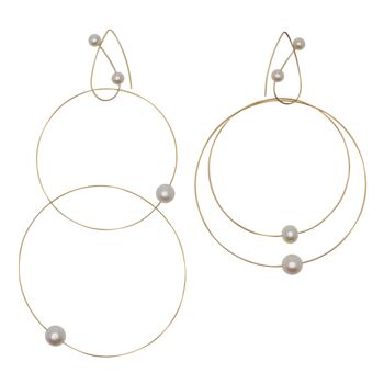 Boucles d'oreilles créoles Morph It avec perles d'eau douce rondes 17