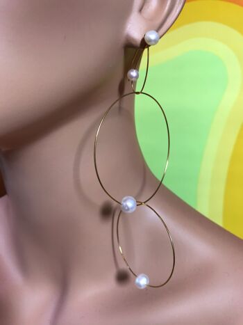 Boucles d'oreilles créoles Morph It avec perles d'eau douce rondes 7