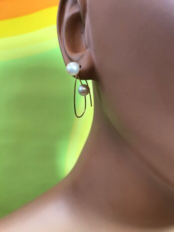 Boucles d'oreilles créoles Morph It avec perles d'eau douce rondes 8