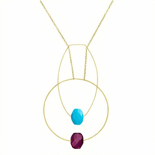 Multi Shape Pendant Necklace with Hand Cut Gems  choices of colour combination