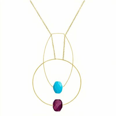 Multi Shape Pendant Necklace with Hand Cut Gems  choices of colour combination