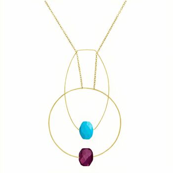 Collier pendentif multi-formes avec choix de pierres précieuses taillées à la main de combinaison de couleurs 1