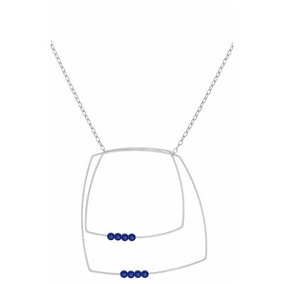 Collier pendentif multi-formes avec perles rondes en pierres précieuses
