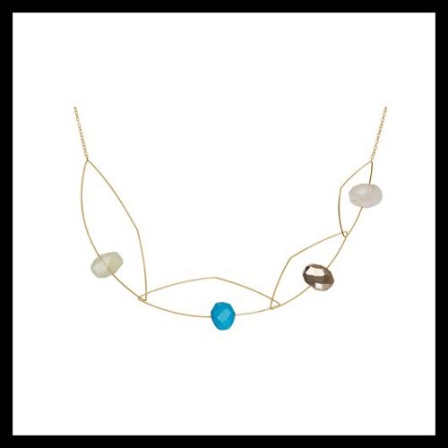 Morph It  Abstract Necklace with multiple hand cut gemstone