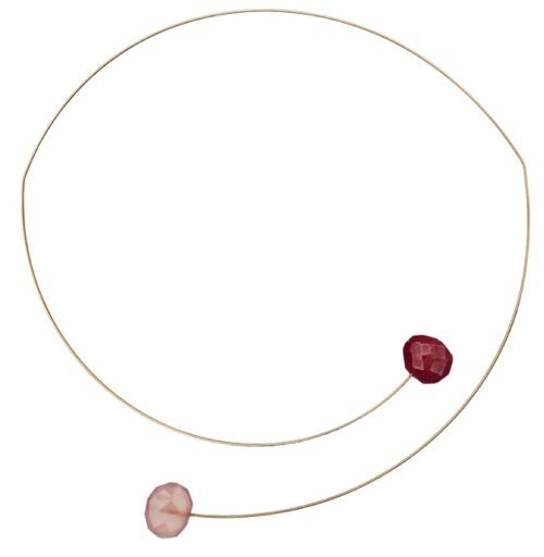 Asymmetric Neckwire with Rouge Pink Chalcedony & Red Corundum