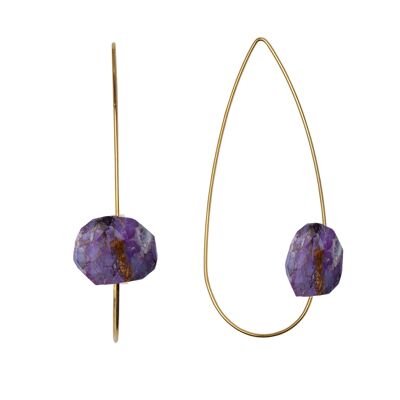 Boucles d'oreilles pendantes pointues avec des pierres précieuses de couleurs plus fabuleuses