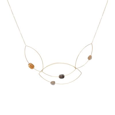 Multi Shape Necklace with Autumn Moonstones and Labradorite