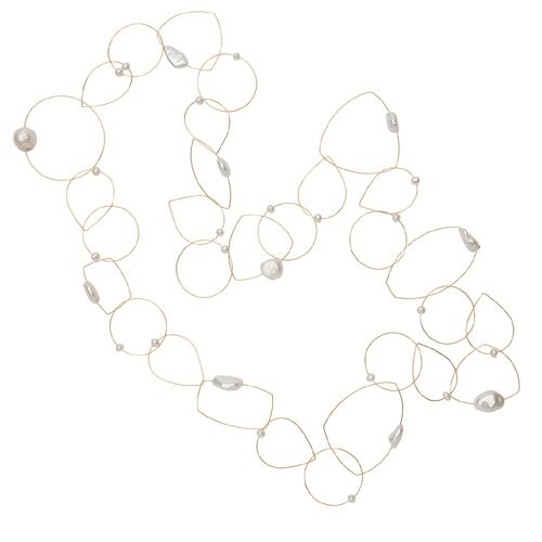 Long Articulated Necklace with Freshwater White Pearls