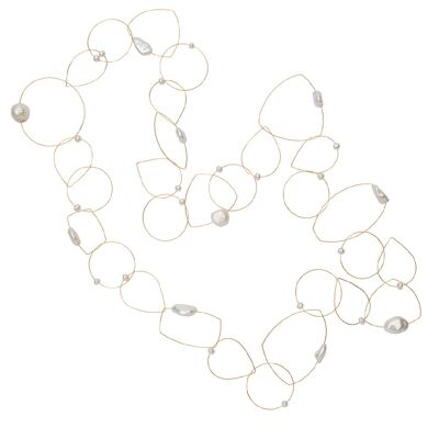 Collier Long Articulé avec Perles Blanches d'Eau Douce