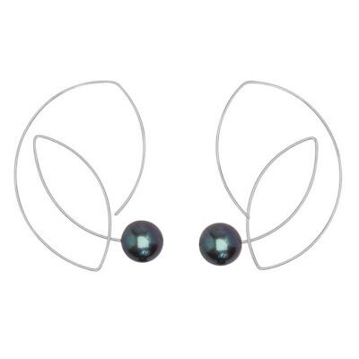 Große kubistische Ohrringe mit runden Süßwasserperlen von 12 mm