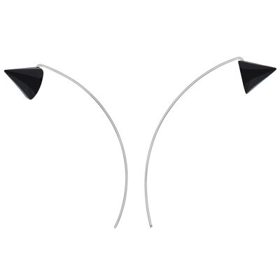 Boucles d'oreilles longues courbes avec pierres précieuses en forme de cône