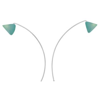 Boucles d'oreilles longues courbes avec pierres précieuses en forme de cône 3