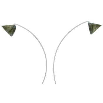 Boucles d'oreilles longues courbes avec pierres précieuses en forme de cône 4