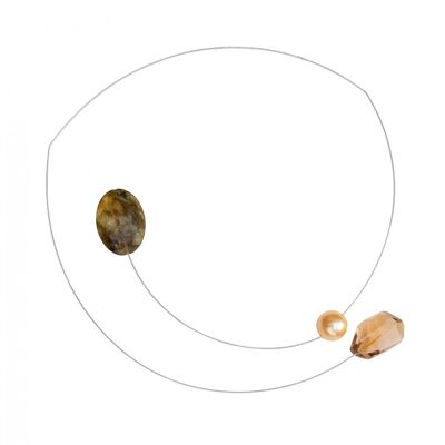 Collana asimmetrica con pietre preziose e opzioni di perle d'acqua dolce