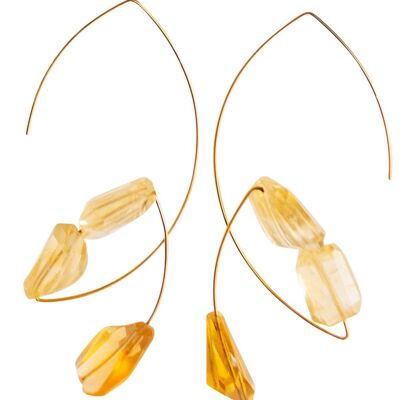 Angled Loop Earrings with hand cut gemstones