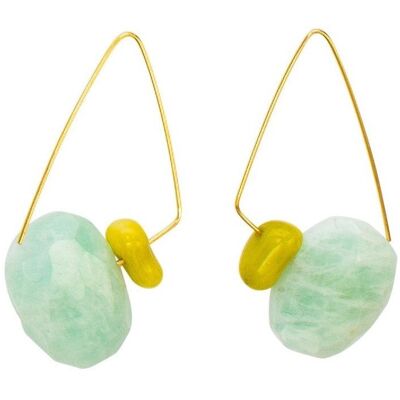 Petit Triangle Lobe Huggers avec Amazonite Vert Doux et Corail de Bambou Chartreuse