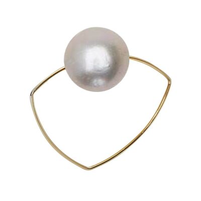 Triangle Ring with Peach Ripley Baroque or Freshwater Pearl  12mm